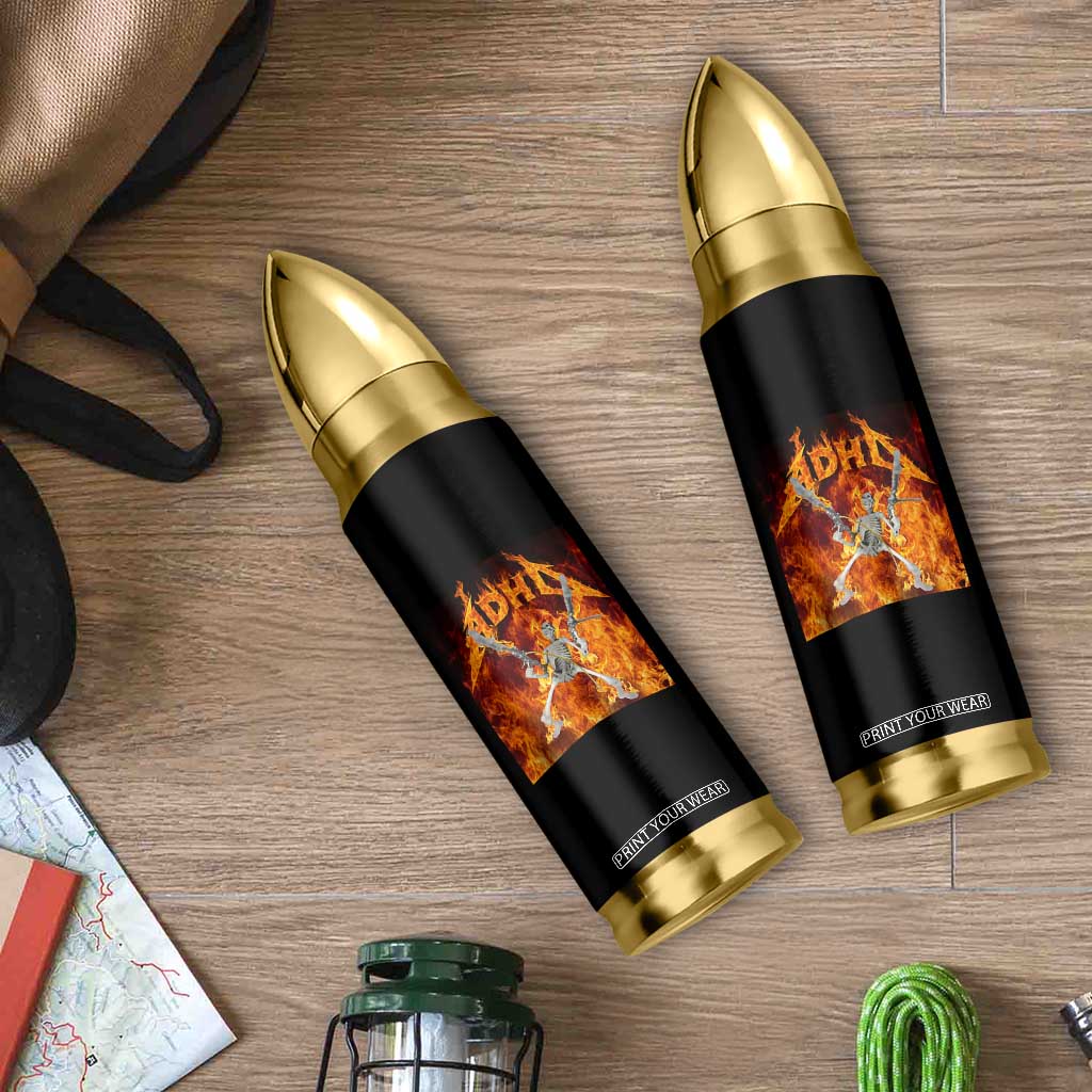 Funny Skeleton ADHD Bullet Tumbler Meme Flames Neurodivergent Gen Z TS10 Print Your Wear