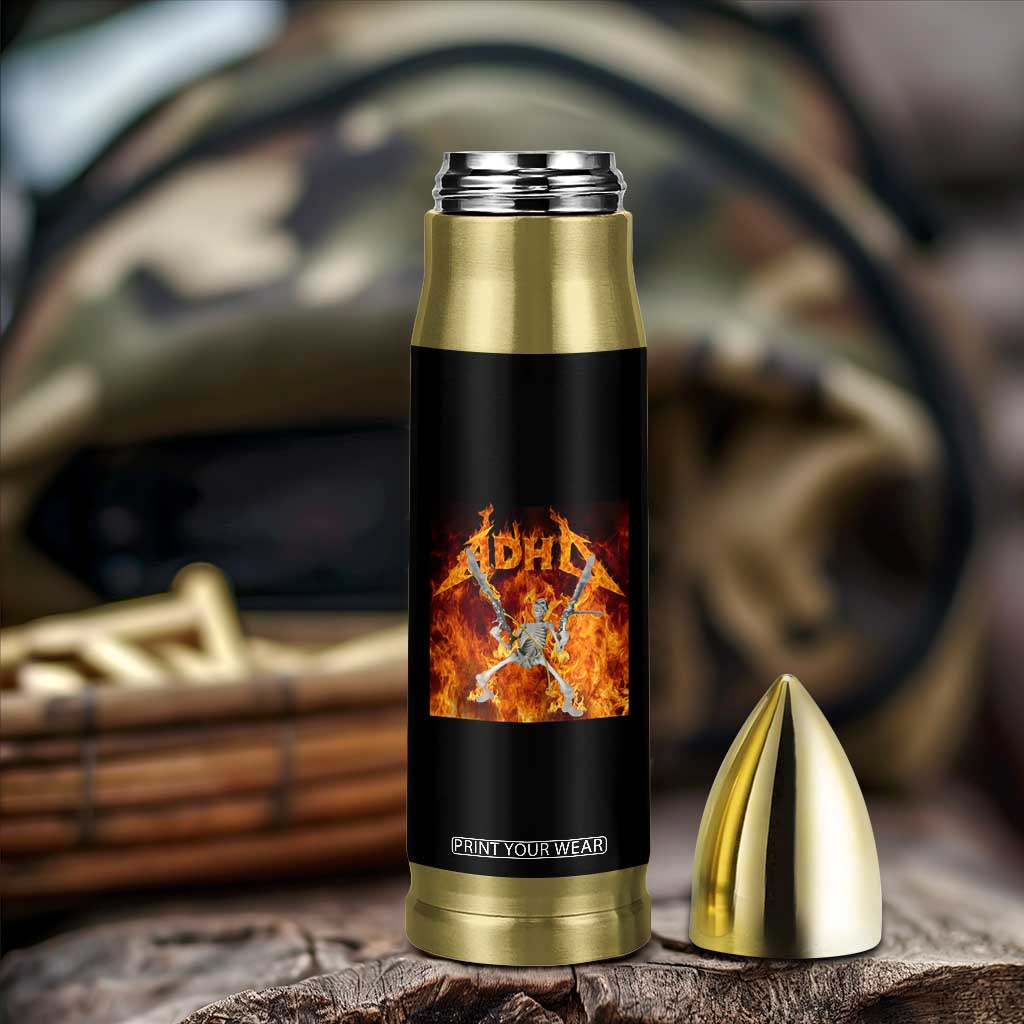 Funny Skeleton ADHD Bullet Tumbler Meme Flames Neurodivergent Gen Z TS10 Print Your Wear