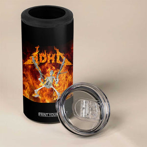 Funny Skeleton ADHD 4 in 1 Can Cooler Tumbler Meme Flames Neurodivergent Gen Z TS10 Print Your Wear