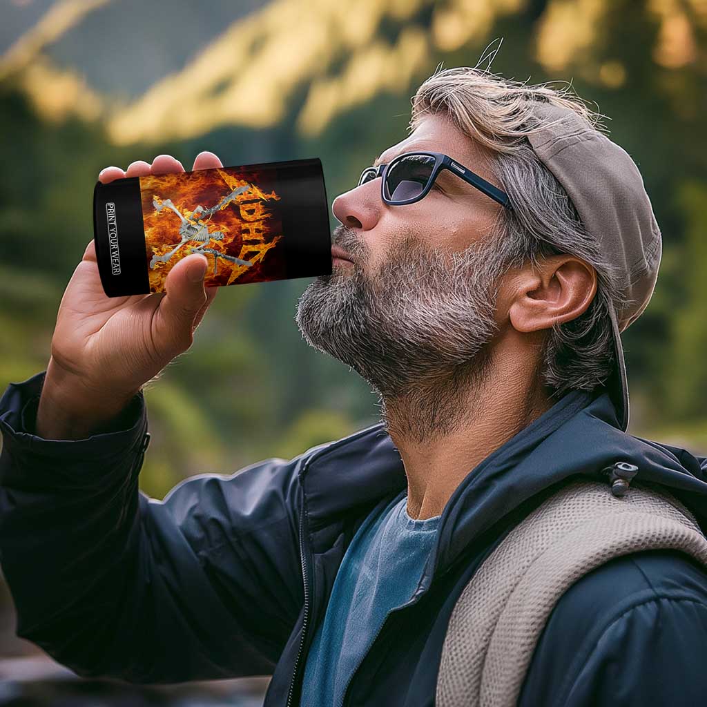 Funny Skeleton ADHD 4 in 1 Can Cooler Tumbler Meme Flames Neurodivergent Gen Z TS10 Print Your Wear