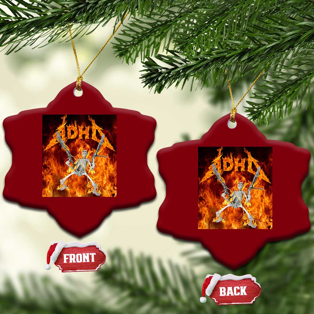 Funny Skeleton ADHD Ceramic Ornament Meme Flames Neurodivergent Gen Z TS10 Print Your Wear