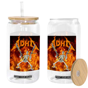 Funny Skeleton ADHD Glass Can Meme Flames Neurodivergent Gen Z TS10 Print Your Wear