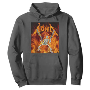 Funny Skeleton ADHD Hoodie Meme Flames Neurodivergent Gen Z TS10 Dark Heather Print Your Wear