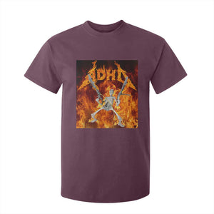 Funny Skeleton ADHD T Shirt For Kid Meme Flames Neurodivergent Gen Z TS10 Maroon Print Your Wear