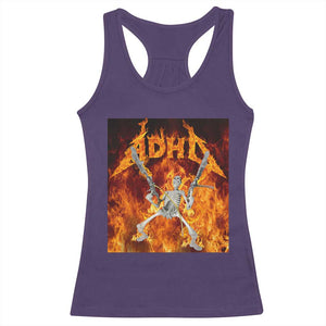 Funny Skeleton ADHD Racerback Tank Top Meme Flames Neurodivergent Gen Z TS10 Purple Print Your Wear