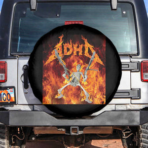 Funny Skeleton ADHD Spare Tire Cover Meme Flames Neurodivergent Gen Z TS10 No hole Black Print Your Wear