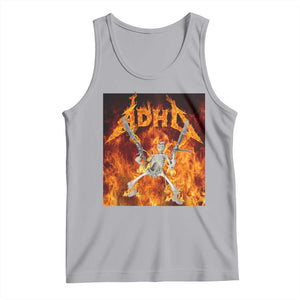 Funny Skeleton ADHD Tank Top Meme Flames Neurodivergent Gen Z TS10 Athletic Heather Print Your Wear