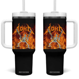 Funny Skeleton ADHD Tumbler With Handle Meme Flames Neurodivergent Gen Z TS10 One Size: 40 oz Black Print Your Wear