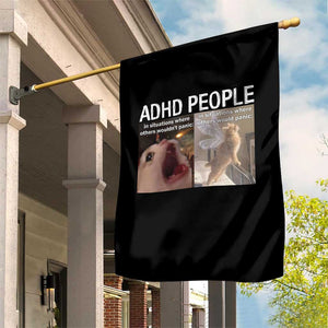 ADHD Cat Meme Garden Flag Funny Panic Cat Mental Health Awareness TS10 Print Your Wear