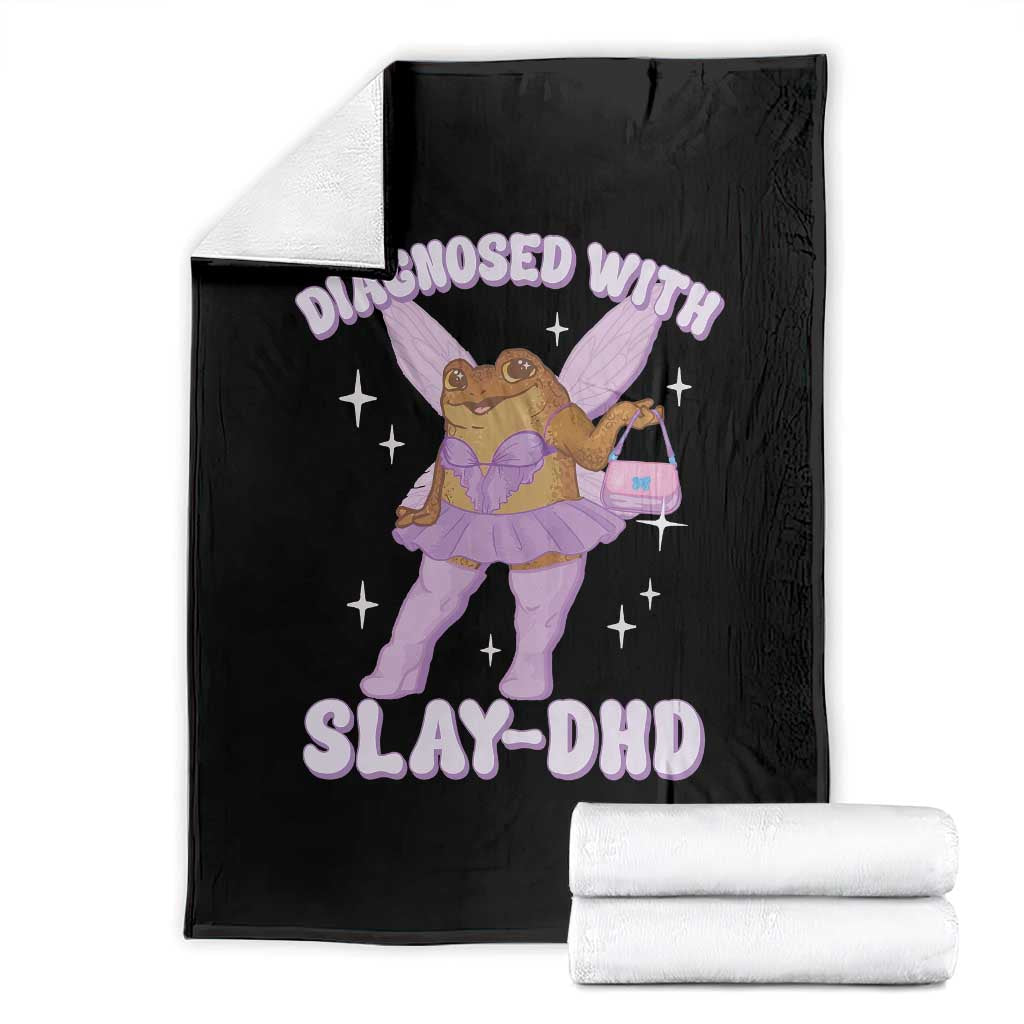ADHD Meme Throw Blanket Funny Slay DHD Frog Neurodivergent TS10 Black Print Your Wear