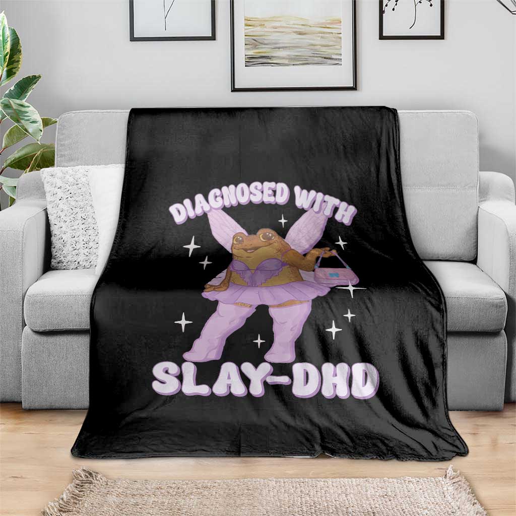 ADHD Meme Throw Blanket Funny Slay DHD Frog Neurodivergent TS10 Print Your Wear
