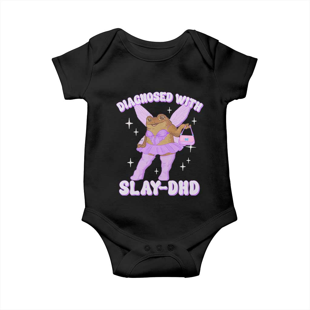 ADHD Meme Baby Onesie Funny Slay DHD Frog Neurodivergent TS10 Black Print Your Wear