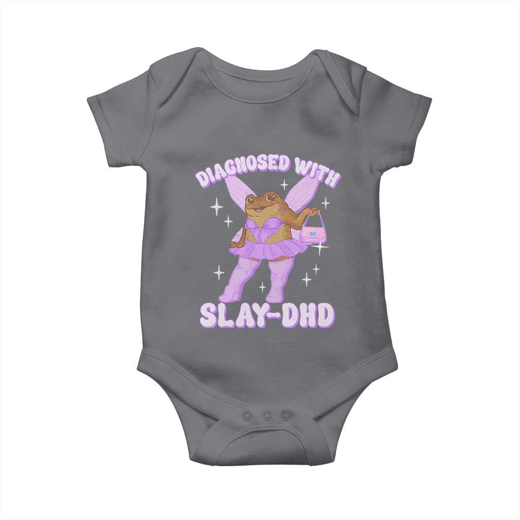 ADHD Meme Baby Onesie Funny Slay DHD Frog Neurodivergent TS10 Charcoal Print Your Wear