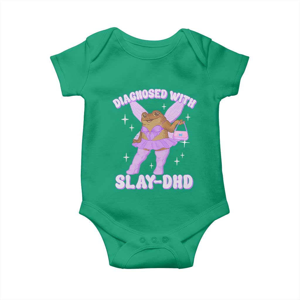 ADHD Meme Baby Onesie Funny Slay DHD Frog Neurodivergent TS10 Irish Green Print Your Wear