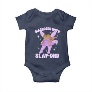 ADHD Meme Baby Onesie Funny Slay DHD Frog Neurodivergent TS10 Navy Print Your Wear