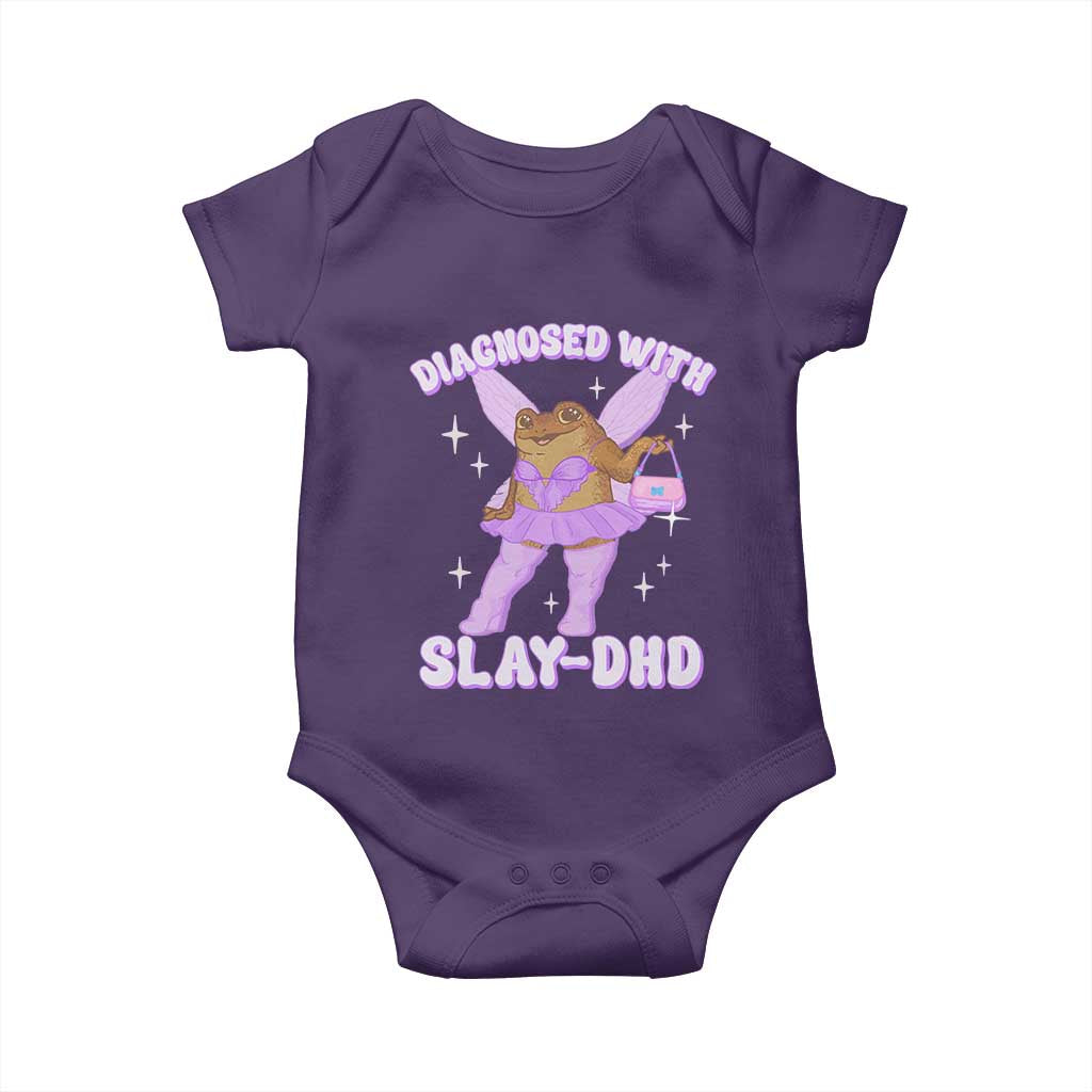 ADHD Meme Baby Onesie Funny Slay DHD Frog Neurodivergent TS10 Purple Print Your Wear