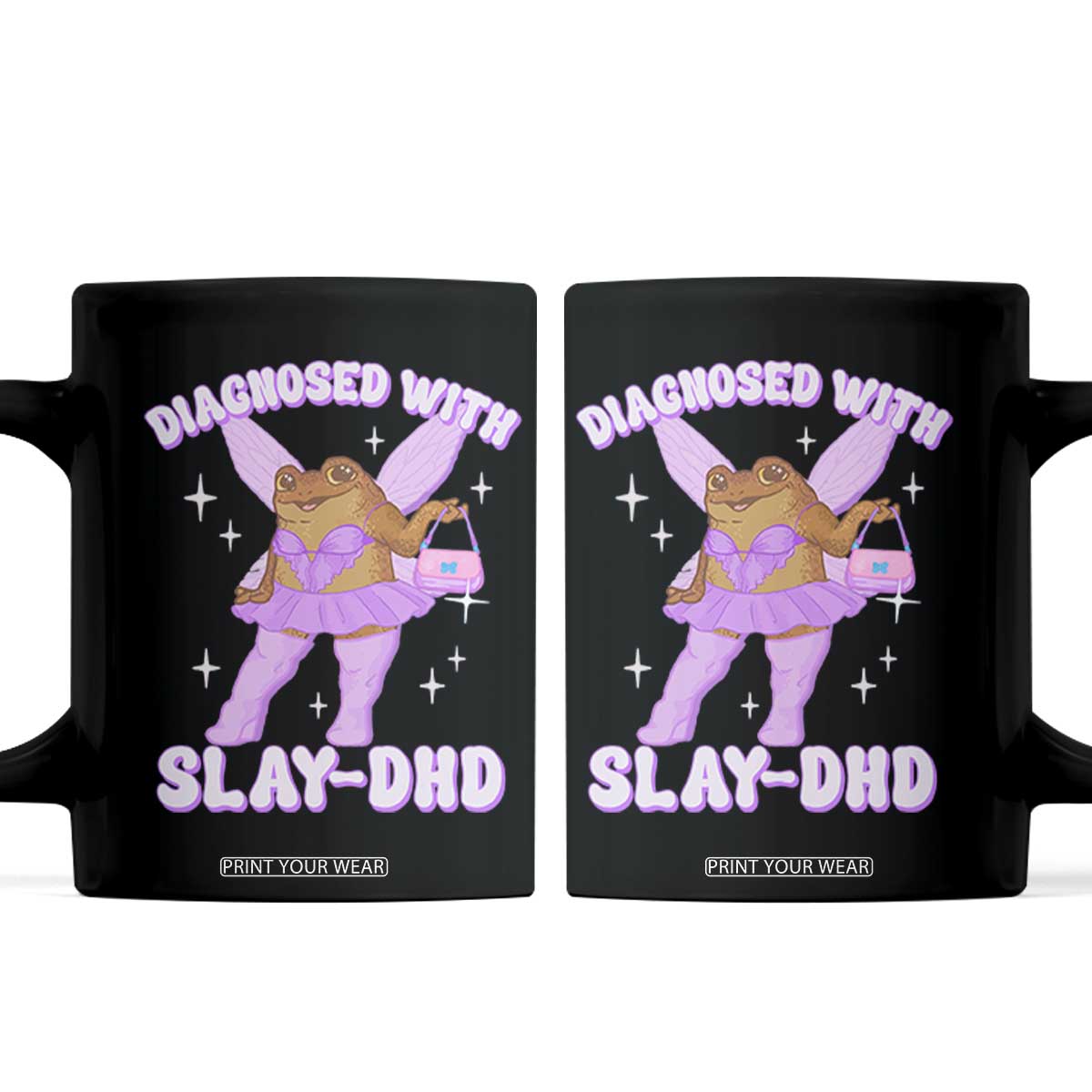 ADHD Meme Coffee Mug Funny Slay DHD Frog Neurodivergent TS10 Black Print Your Wear