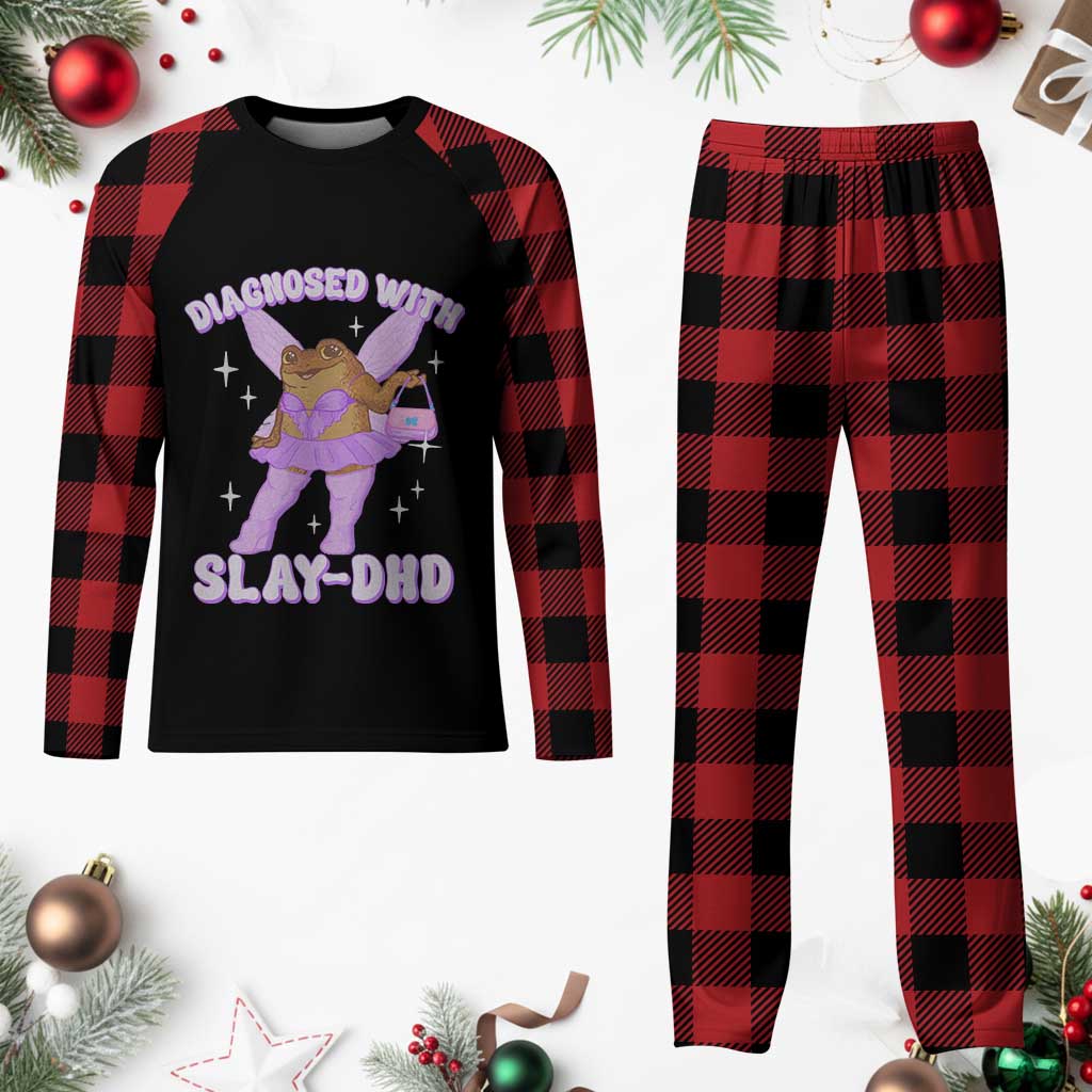 ADHD Meme Plaid Pajama Set Funny Slay DHD Frog Neurodivergent TS10 Buffalo Plaid Print Your Wear