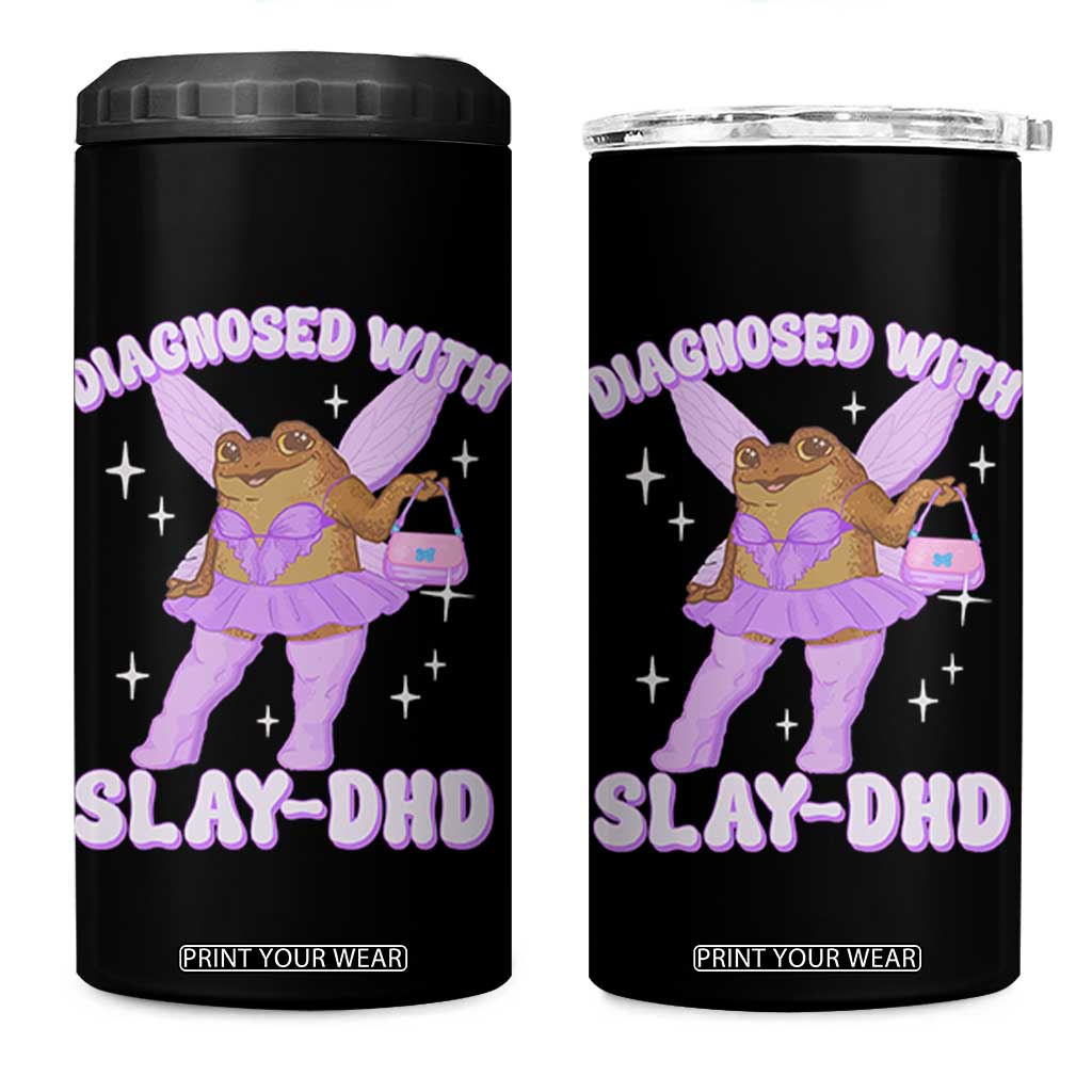 ADHD Meme 4 in 1 Can Cooler Tumbler Funny Slay DHD Frog Neurodivergent TS10 One Size: 16 oz Black Print Your Wear