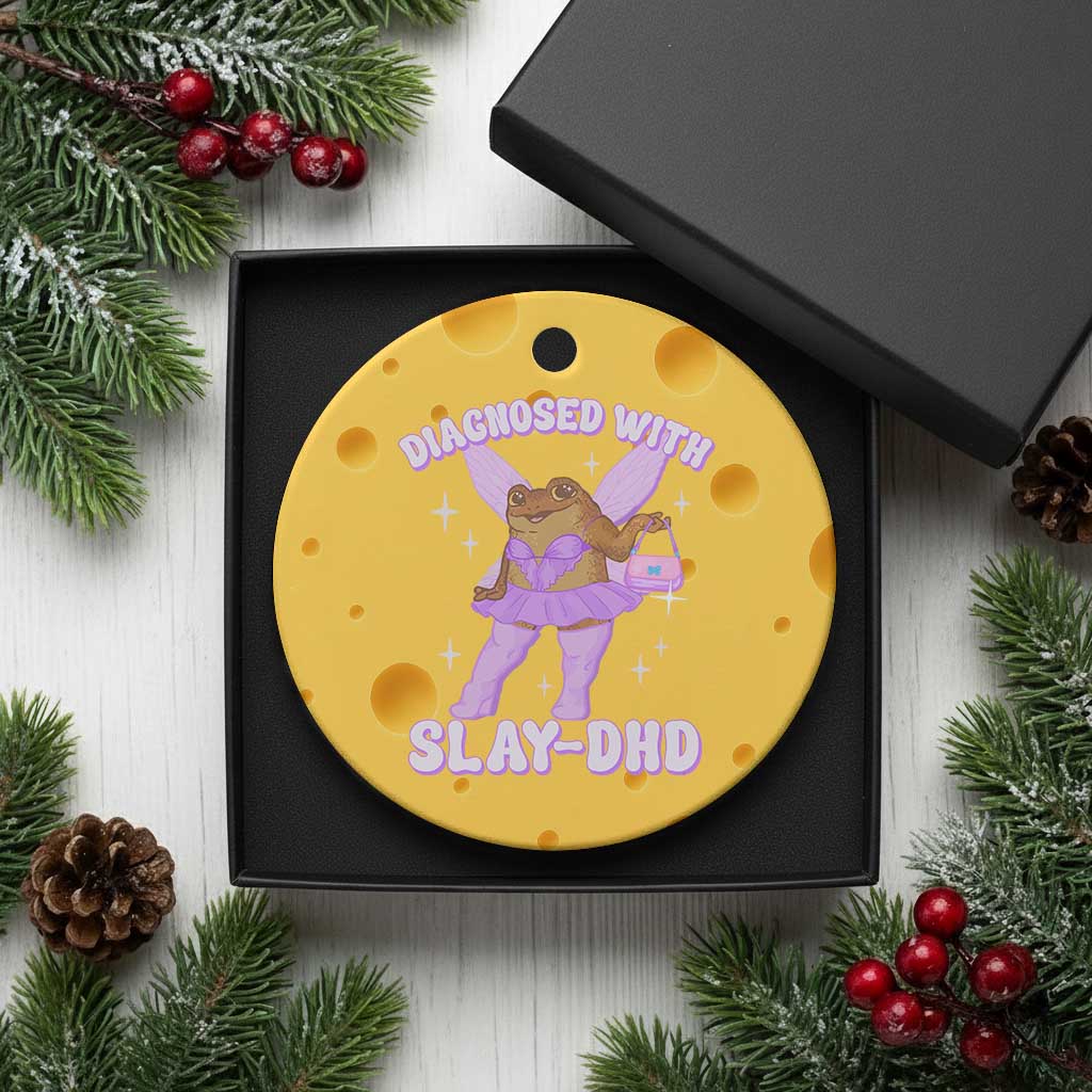 ADHD Meme Ceramic Ornament Funny Slay DHD Frog Neurodivergent TS10 1pc Yellow Cheese Print Your Wear