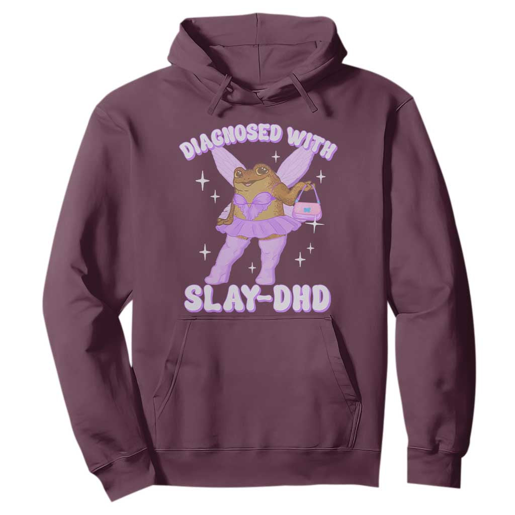 ADHD Meme Hoodie Funny Slay DHD Frog Neurodivergent TS10 Maroon Print Your Wear