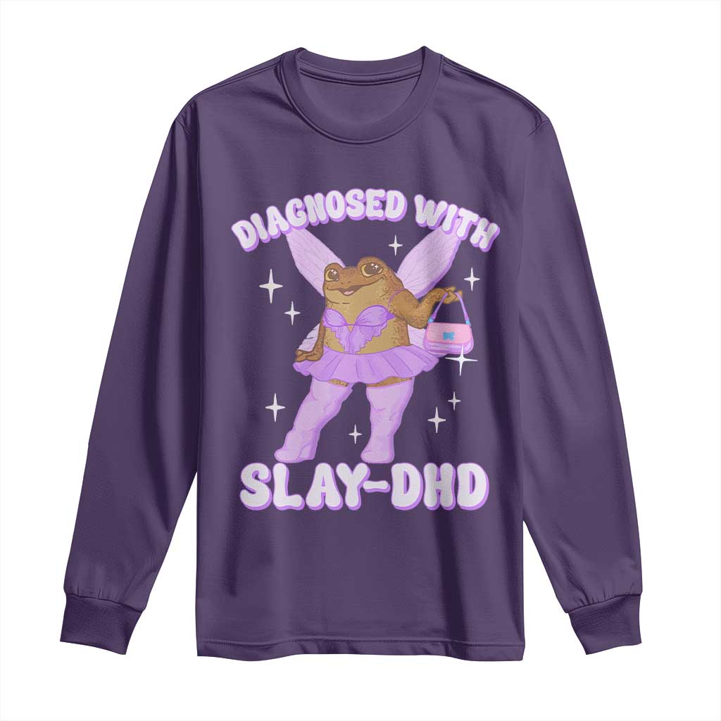 ADHD Meme Long Sleeve Shirt Funny Slay DHD Frog Neurodivergent TS10 Purple Print Your Wear