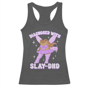 ADHD Meme Racerback Tank Top Funny Slay DHD Frog Neurodivergent TS10 Dark Heather Print Your Wear