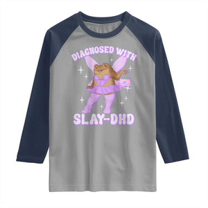 ADHD Meme Raglan Shirt Funny Slay DHD Frog Neurodivergent TS10 Sport Gray Navy Print Your Wear