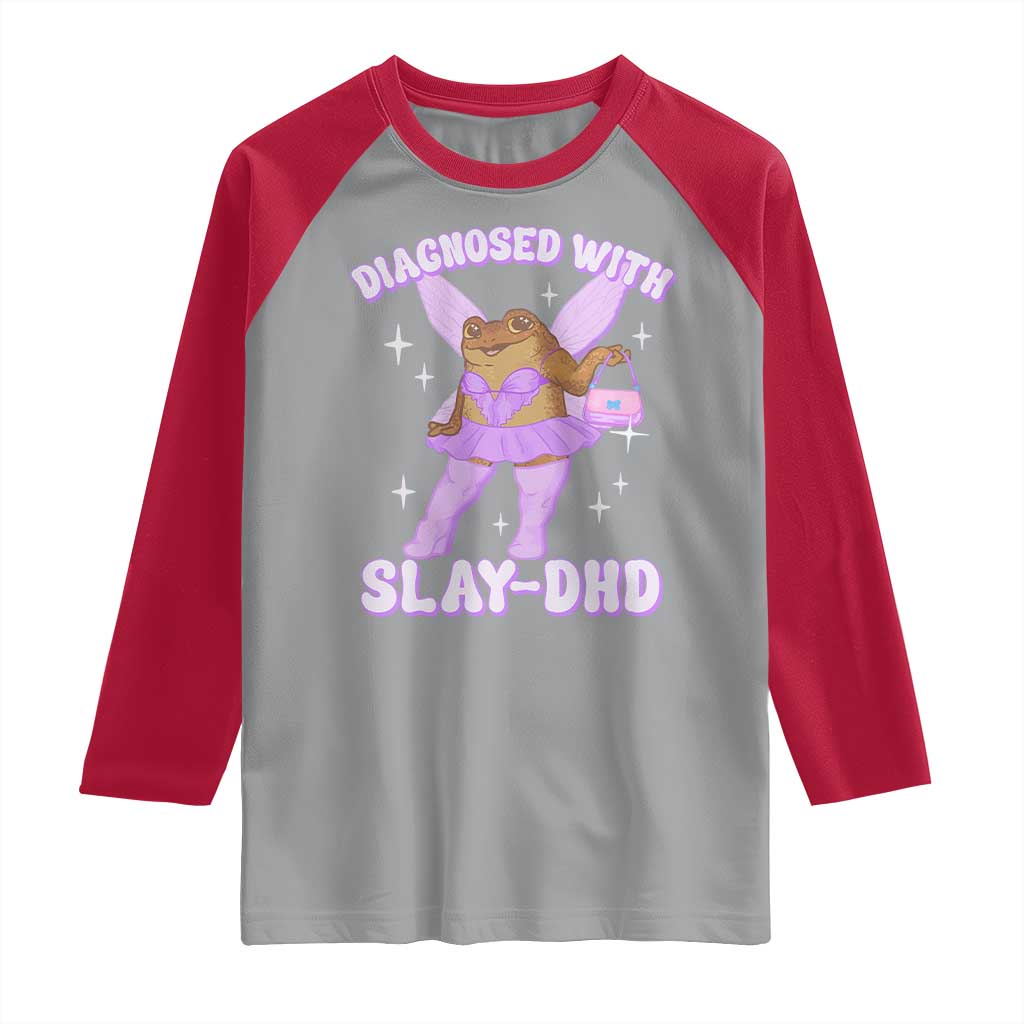 ADHD Meme Raglan Shirt Funny Slay DHD Frog Neurodivergent TS10 Sport Gray Red Print Your Wear