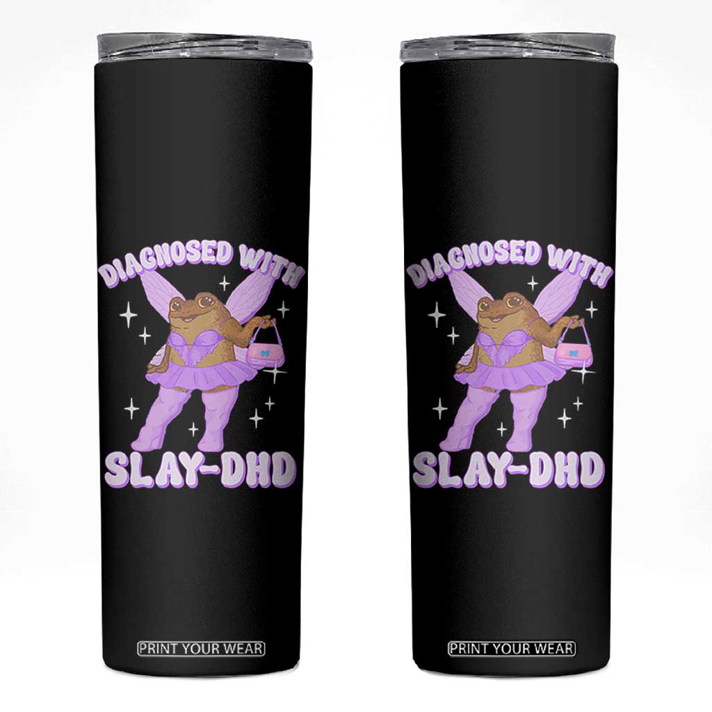 ADHD Meme Skinny Tumbler Funny Slay DHD Frog Neurodivergent TS10 Black Print Your Wear