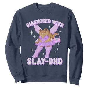ADHD Meme Sweatshirt Funny Slay DHD Frog Neurodivergent TS10 Navy Print Your Wear