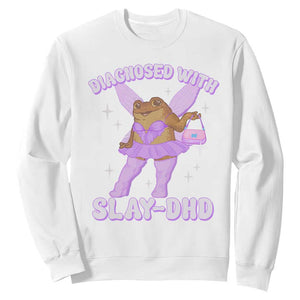 ADHD Meme Sweatshirt Funny Slay DHD Frog Neurodivergent TS10 White Print Your Wear