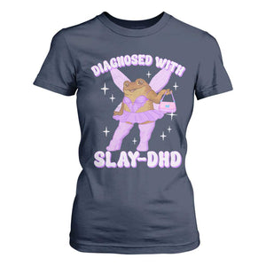 ADHD Meme T Shirt For Women Funny Slay DHD Frog Neurodivergent TS10 Navy Print Your Wear