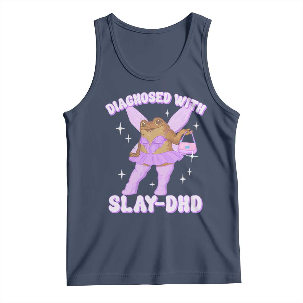ADHD Meme Tank Top Funny Slay DHD Frog Neurodivergent TS10 Navy Print Your Wear