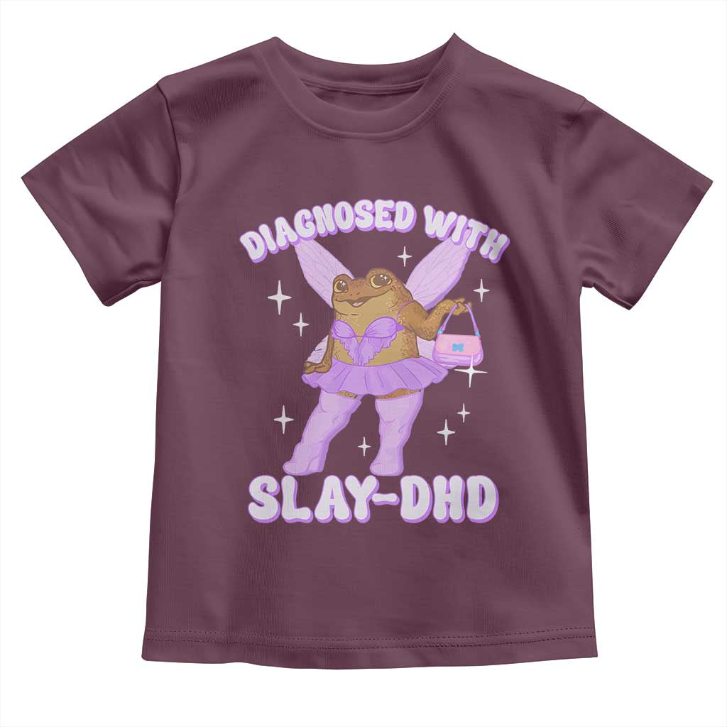 ADHD Meme Toddler T Shirt Funny Slay DHD Frog Neurodivergent TS10 Maroon Print Your Wear