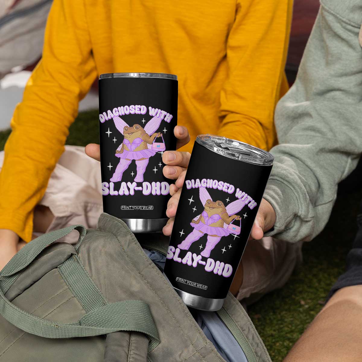 ADHD Meme Tumbler Cup Funny Slay DHD Frog Neurodivergent TS10 Print Your Wear