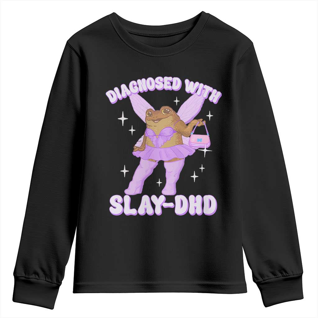 ADHD Meme Youth Sweatshirt Funny Slay DHD Frog Neurodivergent TS10 Black Print Your Wear