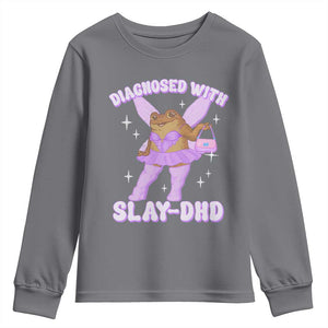 ADHD Meme Youth Sweatshirt Funny Slay DHD Frog Neurodivergent TS10 Charcoal Print Your Wear