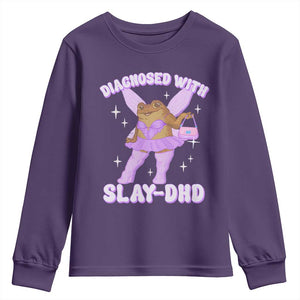 ADHD Meme Youth Sweatshirt Funny Slay DHD Frog Neurodivergent TS10 Purple Print Your Wear