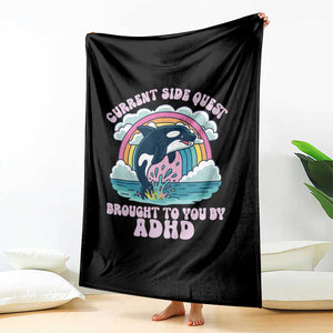 Side Quest ADHD Throw Blanket Funny Neurodivergent Meme TS10 Print Your Wear