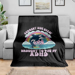 Side Quest ADHD Throw Blanket Funny Neurodivergent Meme TS10 Print Your Wear