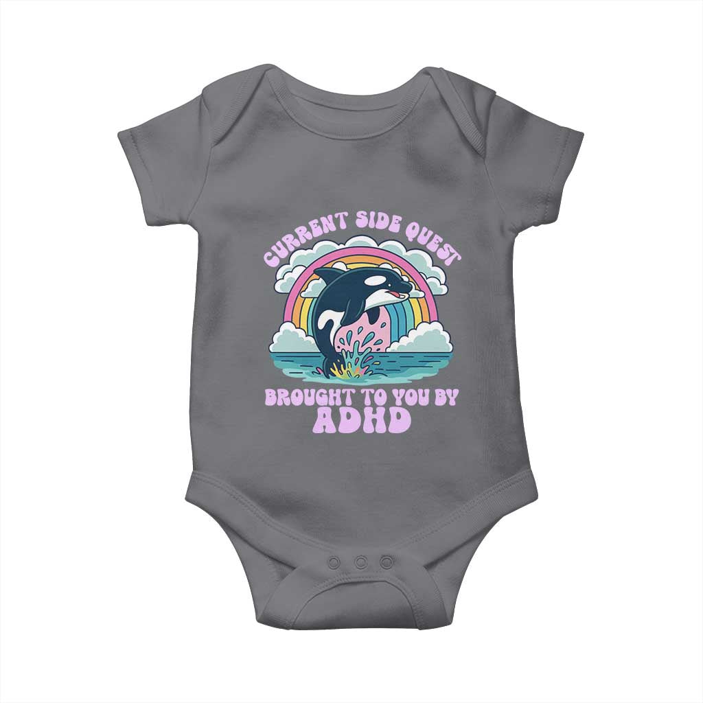 Side Quest ADHD Baby Onesie Funny Neurodivergent Meme TS10 Charcoal Print Your Wear