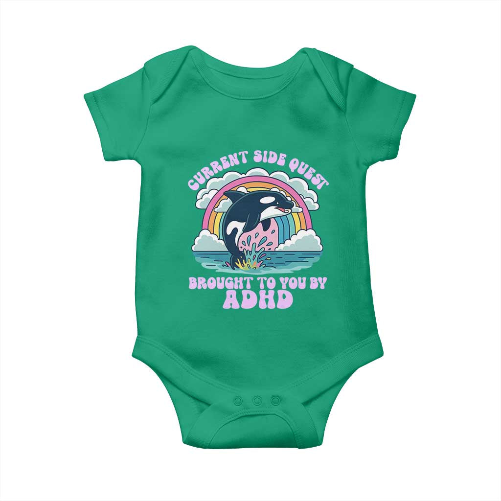 Side Quest ADHD Baby Onesie Funny Neurodivergent Meme TS10 Irish Green Print Your Wear