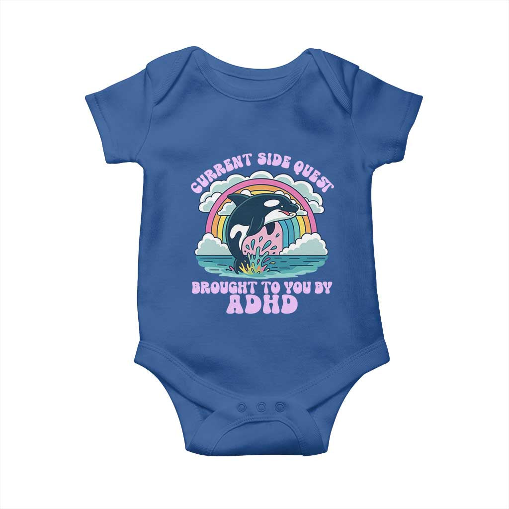 Side Quest ADHD Baby Onesie Funny Neurodivergent Meme TS10 Royal Blue Print Your Wear