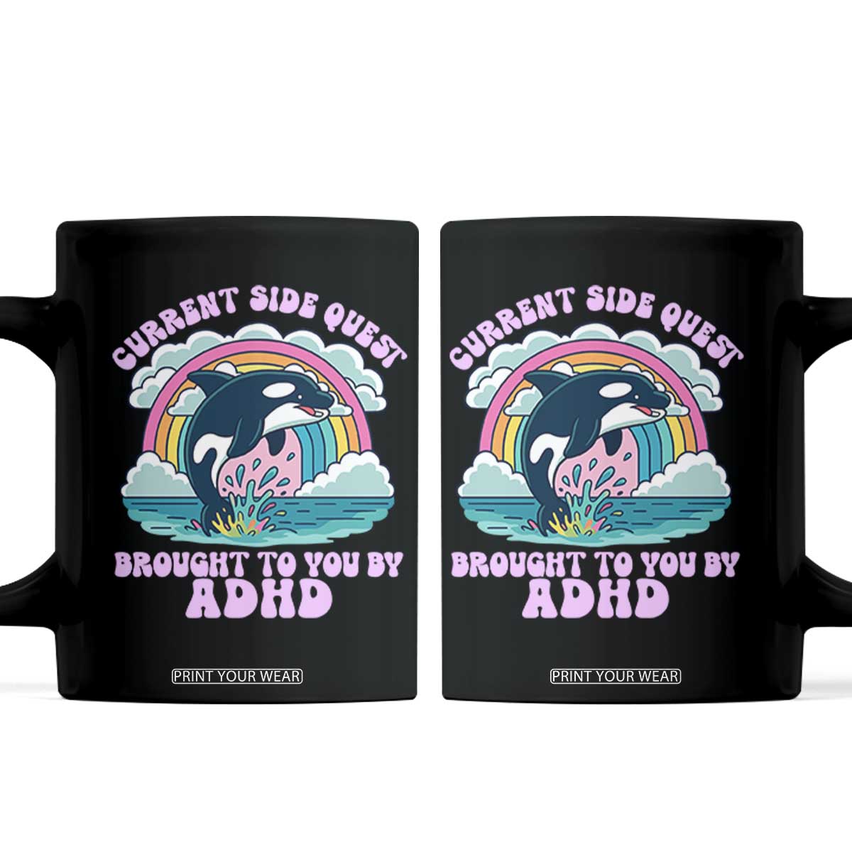 Side Quest ADHD Coffee Mug Funny Neurodivergent Meme TS10 Black Print Your Wear
