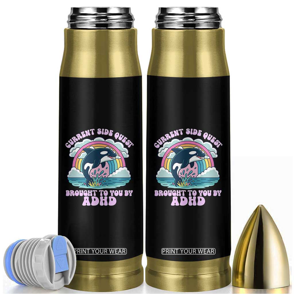 Side Quest ADHD Bullet Tumbler Funny Neurodivergent Meme TS10 Black Print Your Wear