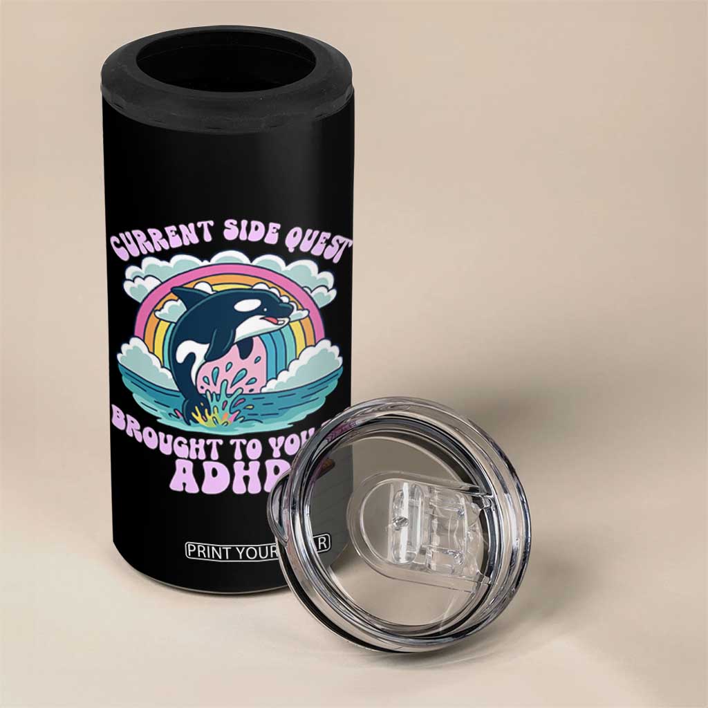 Side Quest ADHD 4 in 1 Can Cooler Tumbler Funny Neurodivergent Meme TS10 Print Your Wear