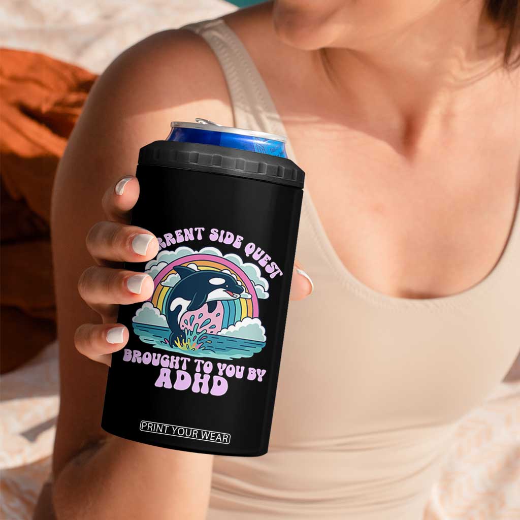 Side Quest ADHD 4 in 1 Can Cooler Tumbler Funny Neurodivergent Meme TS10 Print Your Wear