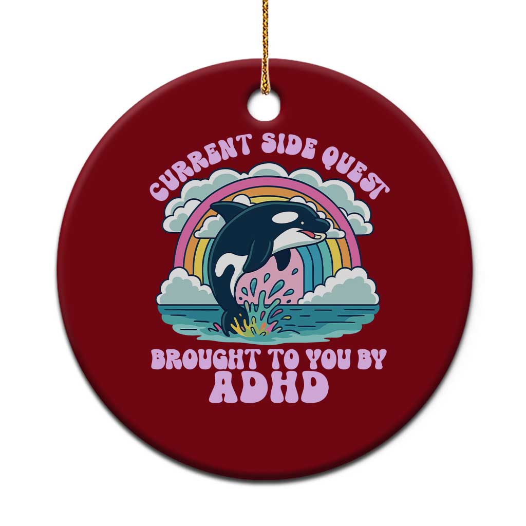 Side Quest ADHD Ceramic Ornament Funny Neurodivergent Meme TS10 1pc Red Print Your Wear