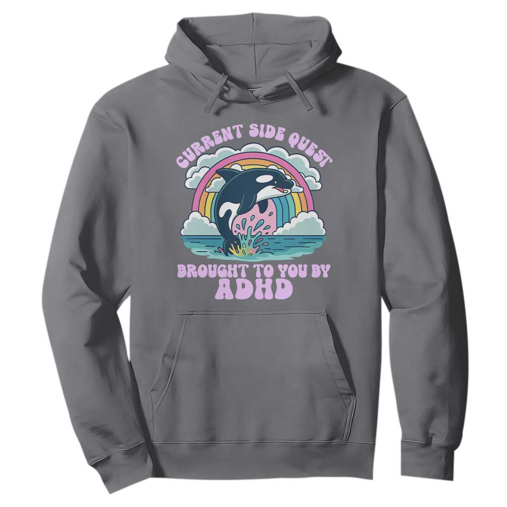 Side Quest ADHD Hoodie Funny Neurodivergent Meme TS10 Charcoal Print Your Wear